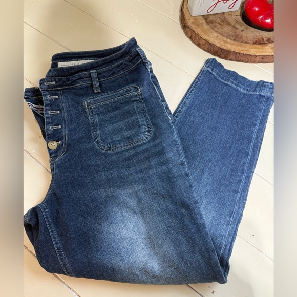 Anthropologie $128 Pilcro Ultra High-Rise Slim Utility Jeans size 31 denim dark - Picture 2 of 9